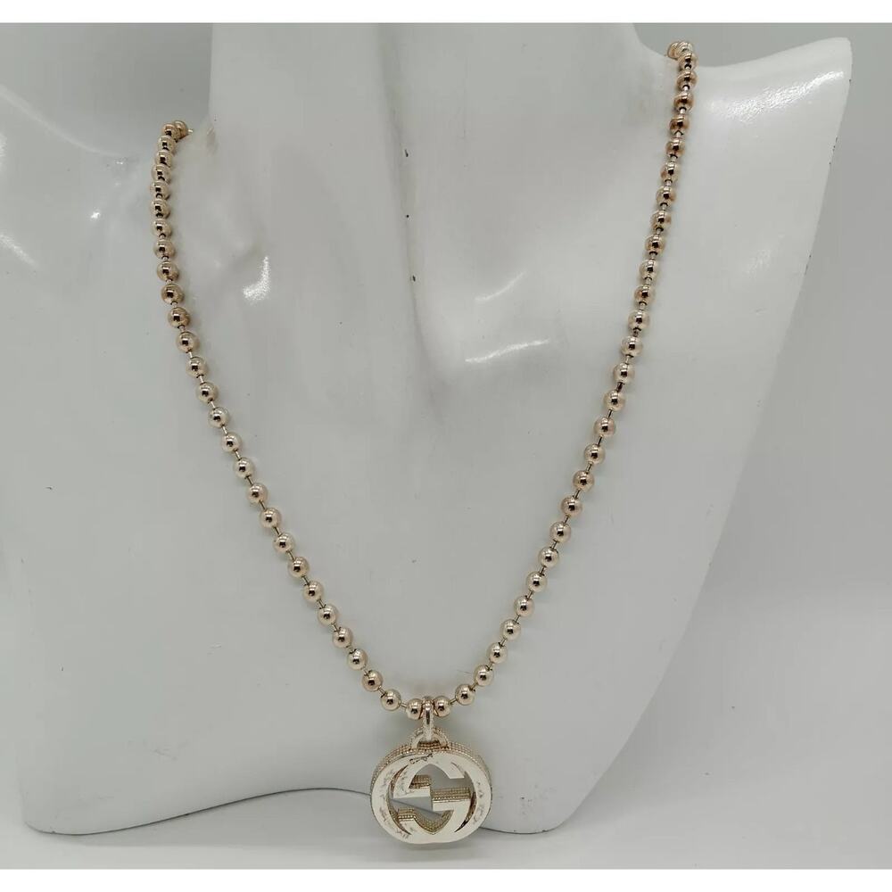 COPY - Gucci Double GG Sterling Silver925 Necklace 21” Full Inclusion - Picture 8 of 9